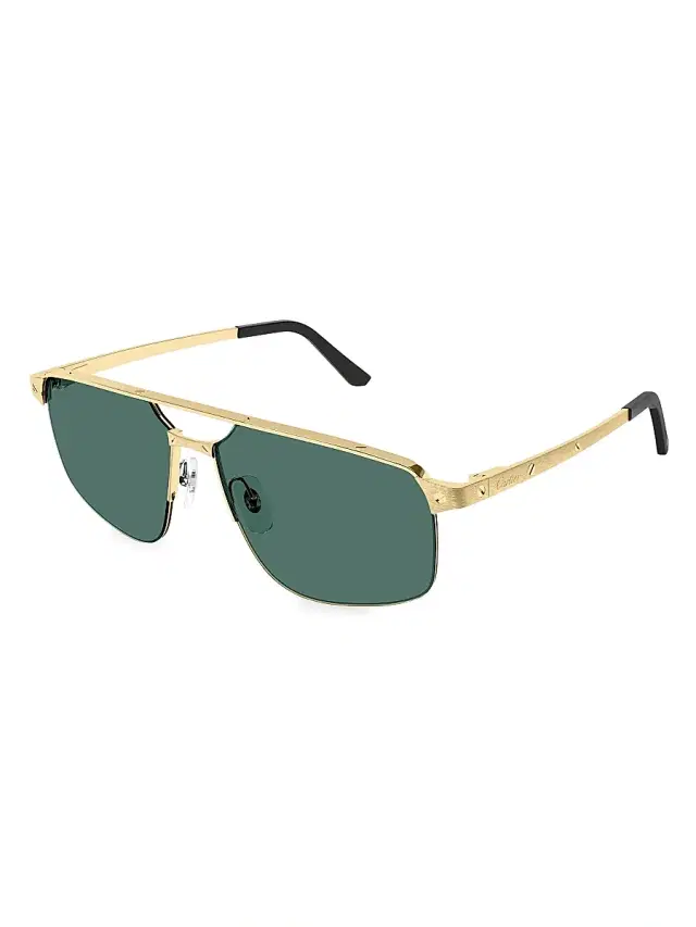 Cartier Men's Santos Evolution 60MM Platinum-Plated Navigator Sunglasses - Gold