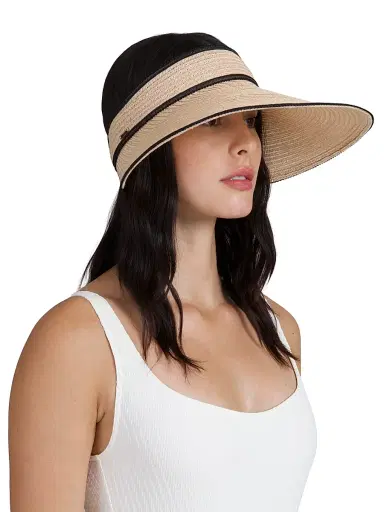 Eugenia Kim Women's Trixie Woven Visor Hat - Camel Black | Thumbnail 2