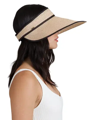 Eugenia Kim Women's Trixie Woven Visor Hat - Camel Black | Thumbnail 3