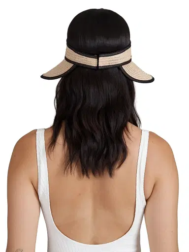 Eugenia Kim Women's Trixie Woven Visor Hat - Camel Black | Thumbnail 4