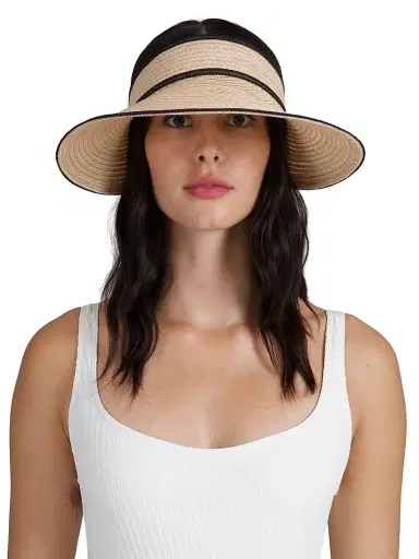 Eugenia Kim Women's Trixie Woven Visor Hat - Camel Black | Thumbnail 1