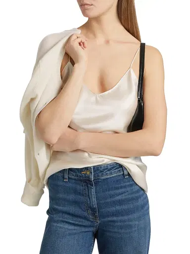 Nili Lotan Women's Isabella Silk Tank Top - Ivory - Size XL | Thumbnail 3