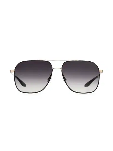 Barton Perreira Men's Aeronaut 60MM Navigator Sunglasses - Black Satin Gold | Thumbnail 1