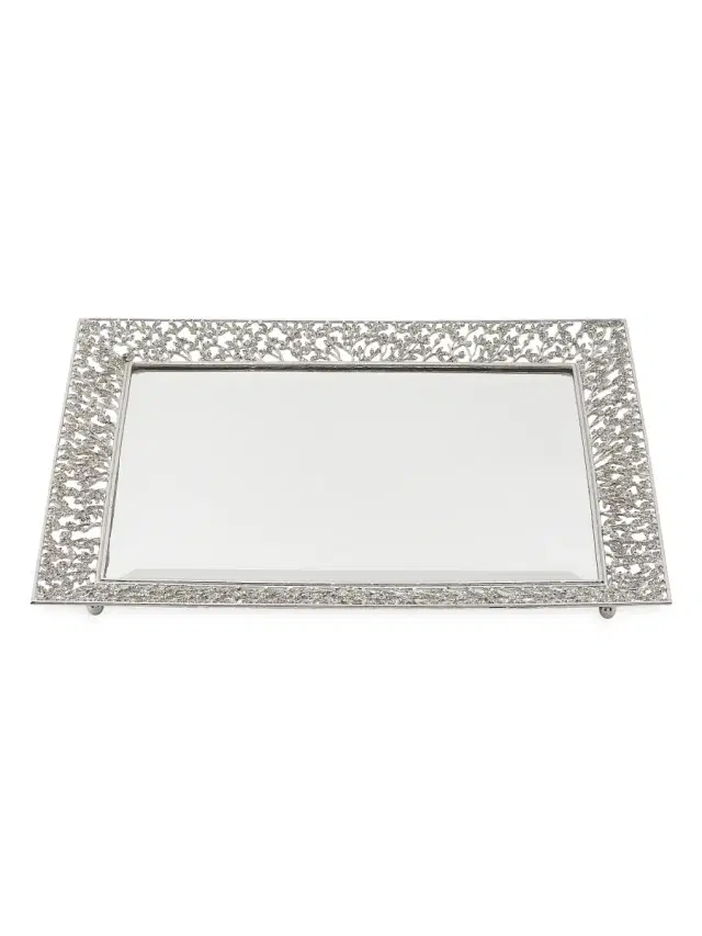 Isadora Beveled Mirror Tray - Silver