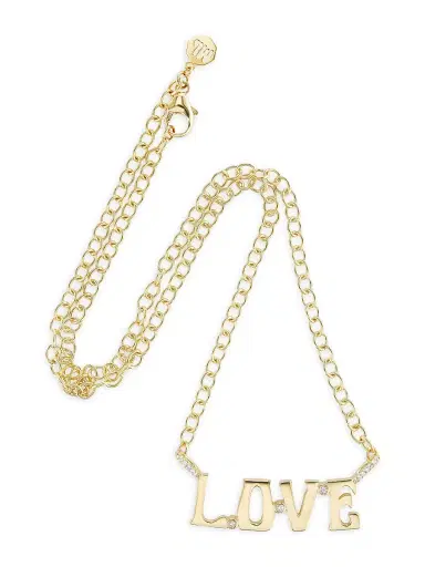 Marlo Laz Women's Alphabet 14K Yellow Gold & 0.135 TCW "Love" Pendant Necklace - Yellow Gold | Thumbnail 2 Marlo Laz Women's Alphabet 14K Yellow Gold & 0.135 TCW "Love" Pendant Necklace - Yellow Gold | Thumbnail 2