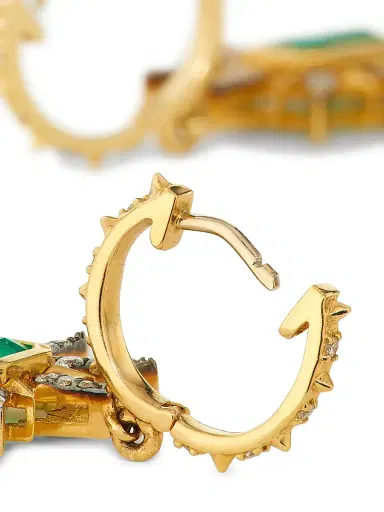 Marlo Laz Women's Minerva 14K Yellow Gold, Emerald & 0.56 TCW Diamond Starburst Drop Earrings - Gold | Thumbnail 3 Marlo Laz Women's Minerva 14K Yellow Gold, Emerald & 0.56 TCW Diamond Starburst Drop Earrings - Gold | Thumbnail 3