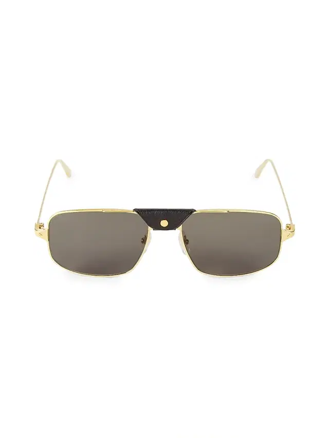 Cartier Men's 60MM Square Browline Sunglasses - Gold