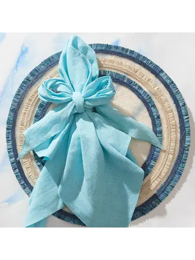 Joanna Buchanan Bow 2-Piece Linen Napkin Set - Aqua | Thumbnail 2