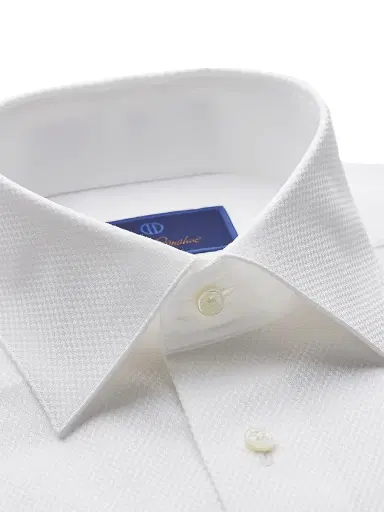 David Donahue Men's Trim-Fit Dobby Weave Formal Shirt - White - Size 18 | Thumbnail 2