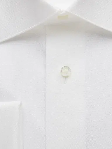 David Donahue Men's Trim-Fit Dobby Weave Formal Shirt - White - Size 18 | Thumbnail 3
