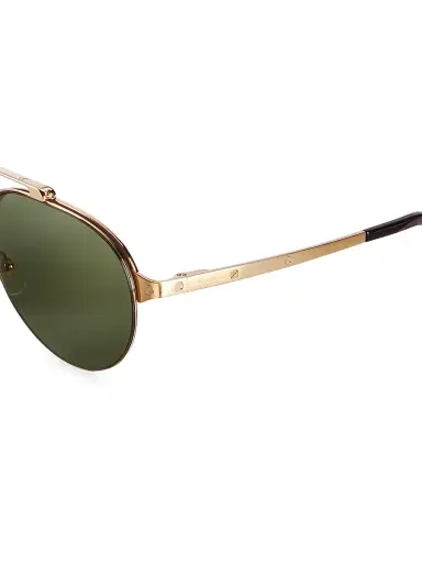 Cartier Men's Santos Evolution 24K Gold-Plated 61MM Pilot Sunglasses - Gold Green | Thumbnail 3