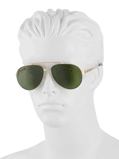 Cartier Men's Santos Evolution 24K Gold-Plated 61MM Pilot Sunglasses - Gold Green | Thumbnail 4