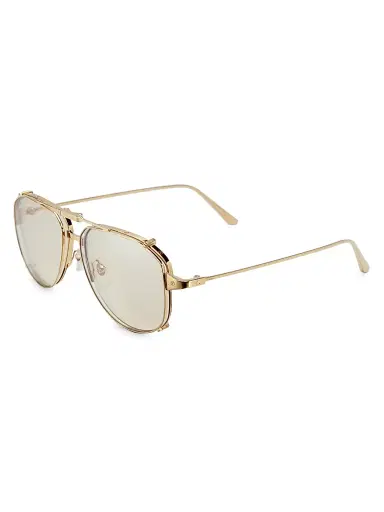 Cartier Men's Santos Light 24K Gold-Plated 56MM Pilot Glasses - Gold | Thumbnail 2