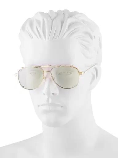 Cartier Men's Santos Light 24K Gold-Plated 56MM Pilot Glasses - Gold | Thumbnail 4