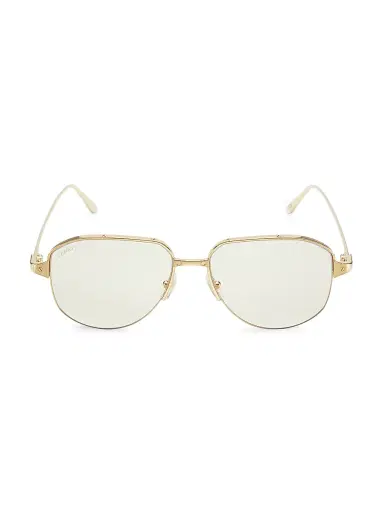 Cartier Men's Santos Light 24K Gold-Plated 56MM Pilot Glasses - Gold | Thumbnail 5