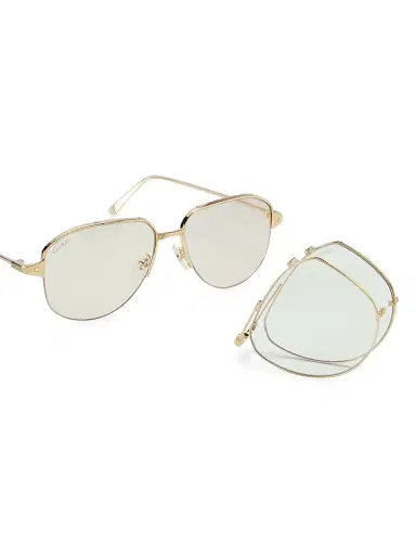 Cartier Men's Santos Light 24K Gold-Plated 56MM Pilot Glasses - Gold | Thumbnail 6