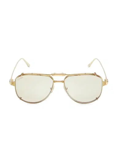 Cartier Men's Santos Light 24K Gold-Plated 56MM Pilot Glasses - Gold | Thumbnail 1