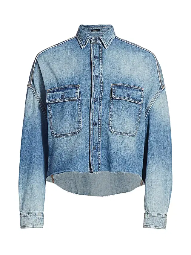 R13 Women's Cropped Denim Shirt - Brindley