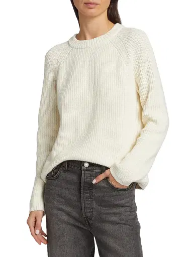 Jenni Kayne Women's Fisherman Cotton Sweater - Ivory - Size XL | Thumbnail 3