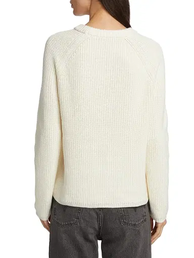 Jenni Kayne Women's Fisherman Cotton Sweater - Ivory - Size XL | Thumbnail 5