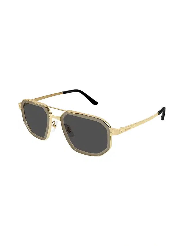 Cartier Men's Santos Classic 60MM Navigator Sunglasses - Gold Black