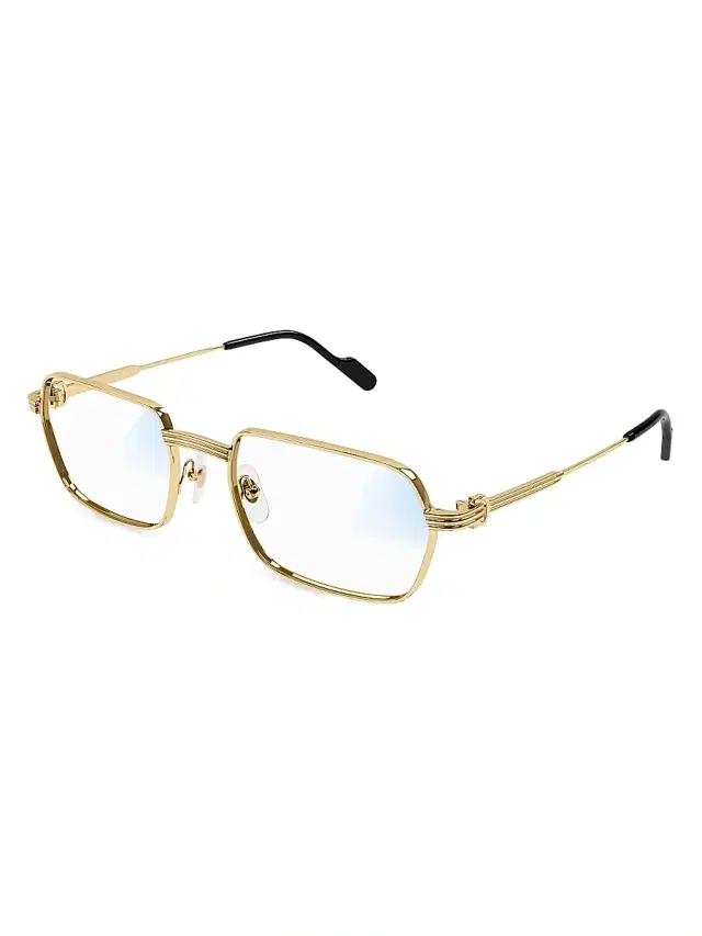 Men's Première de  56MM Rectangular Optical Glasses - Gold Clear