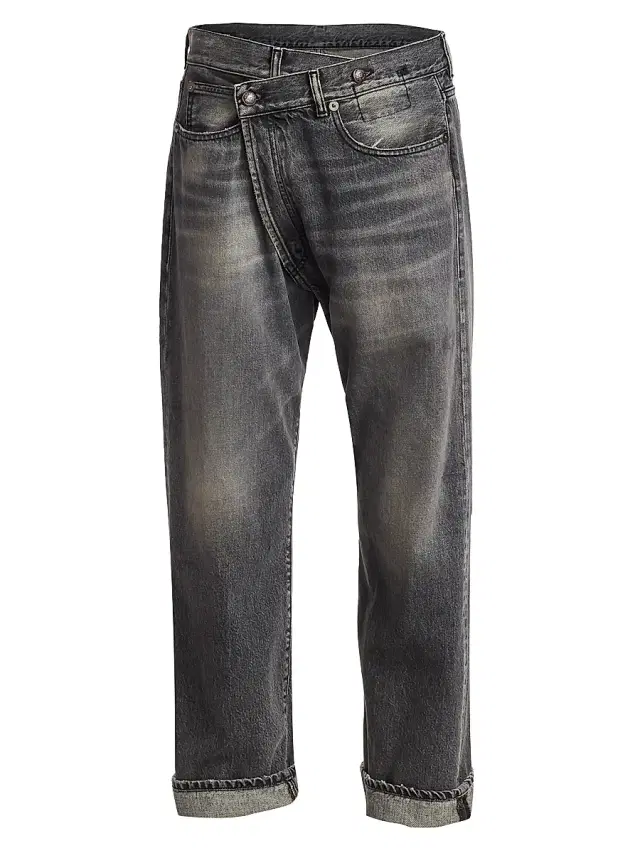 R13 Women's Faded Crossover Jeans - Leyton Black