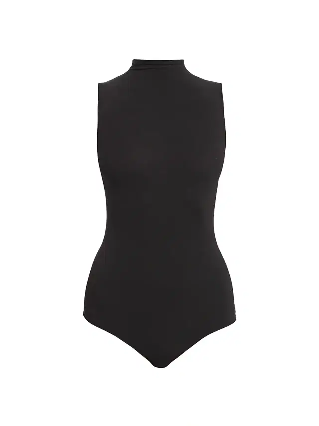 Women's Ballet Mockneck Sleeveless Bodysuit - Black