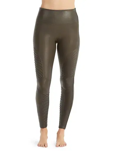 Spanx Women's Faux Leather Moto Leggings - Very Black - Size XL | Thumbnail 3