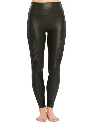 Spanx Women's Faux Leather Moto Leggings - Very Black - Size XL | Thumbnail 1