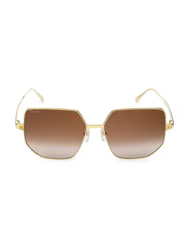 Cartier Women's Santos De 58MM Geometric Sunglasses - Gold | Thumbnail 1