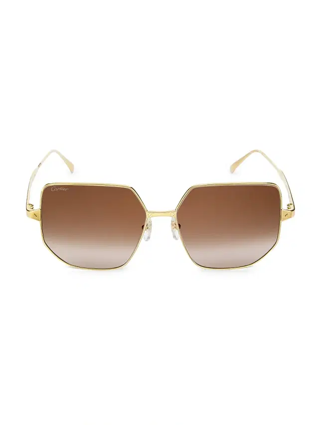 Cartier Women's Santos De  58MM Geometric Sunglasses - Gold