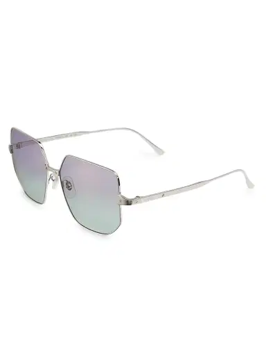 Cartier Women's Santos De 58MM Geometric Sunglasses - Silver | Thumbnail 2