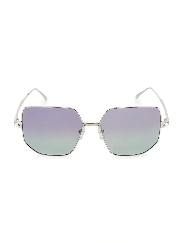 Cartier Women's Santos De  58MM Geometric Sunglasses - Silver