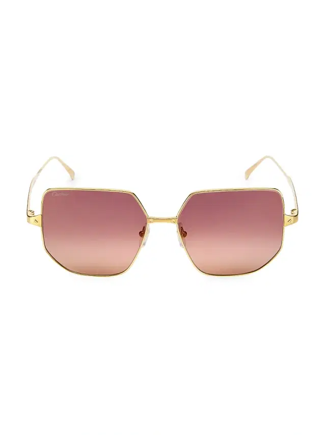 Women's Santos De  58MM Geometric Sunglasses - Gold