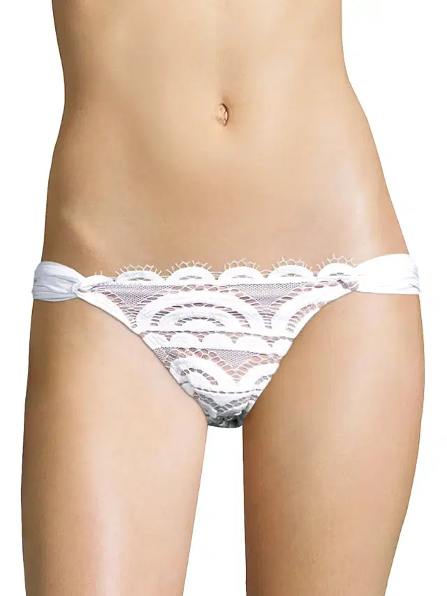 PQ Swim Women's Water Lily Lace Bikini Bottom - White