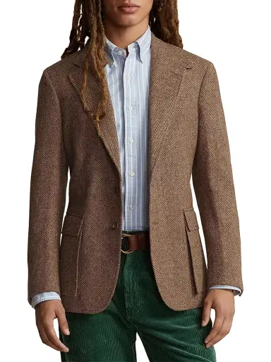 Polo Ralph Lauren Men's RL67 Herringbone Wool Two-Button Sport Coat - Brown And Camel | Thumbnail 3 Polo Ralph Lauren Men's RL67 Herringbone Wool Two-Button Sport Coat - Brown And Camel | Thumbnail 3