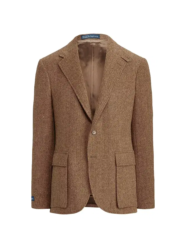 Polo Ralph Lauren Men's RL67 Herringbone Wool Two-Button Sport Coat - Brown And Camel