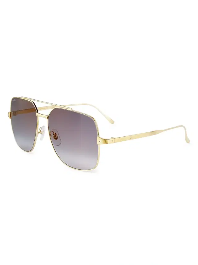 Cartier Women's Santos De  58MM Aviator Sunglasses - Grey Gold