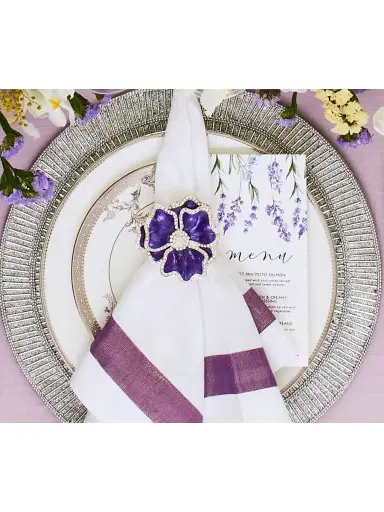 Nomi K Shimmer Border Linen Napkin | Thumbnail 2 Nomi K Shimmer Border Linen Napkin | Thumbnail 2