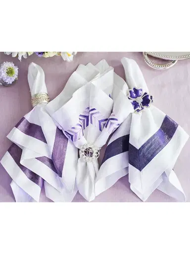 Nomi K Shimmer Border Linen Napkin | Thumbnail 3 Nomi K Shimmer Border Linen Napkin | Thumbnail 3