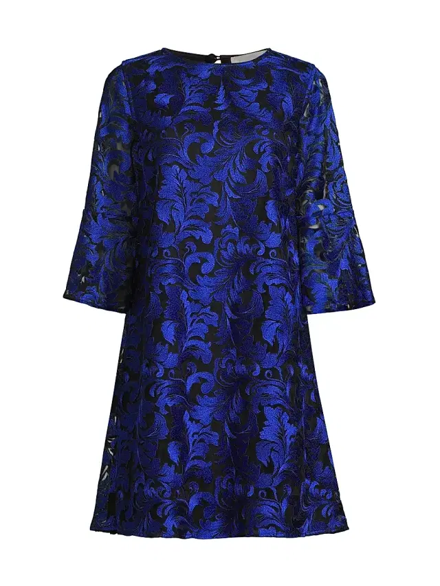 Caroline Rose Women's Bella Soirée Lace A-Line Midi-Dress - Sapphire Black