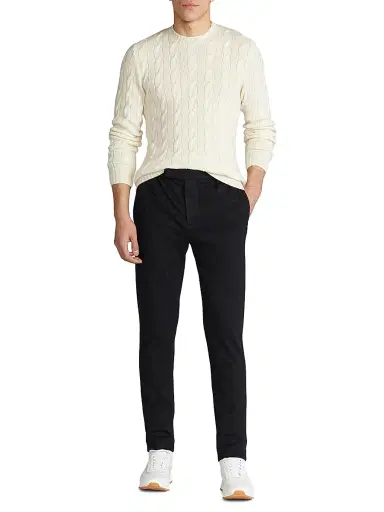 Ralph Lauren Purple Label Men's Textured Crewneck Cotton Sweater - Classic Cream | Thumbnail 2