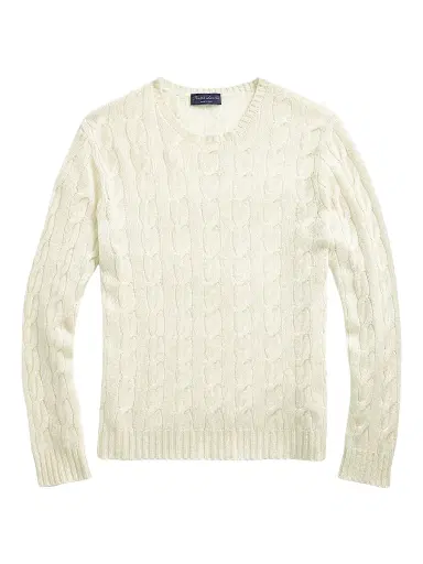 Ralph Lauren Purple Label Men's Textured Crewneck Cotton Sweater - Classic Cream | Thumbnail 1