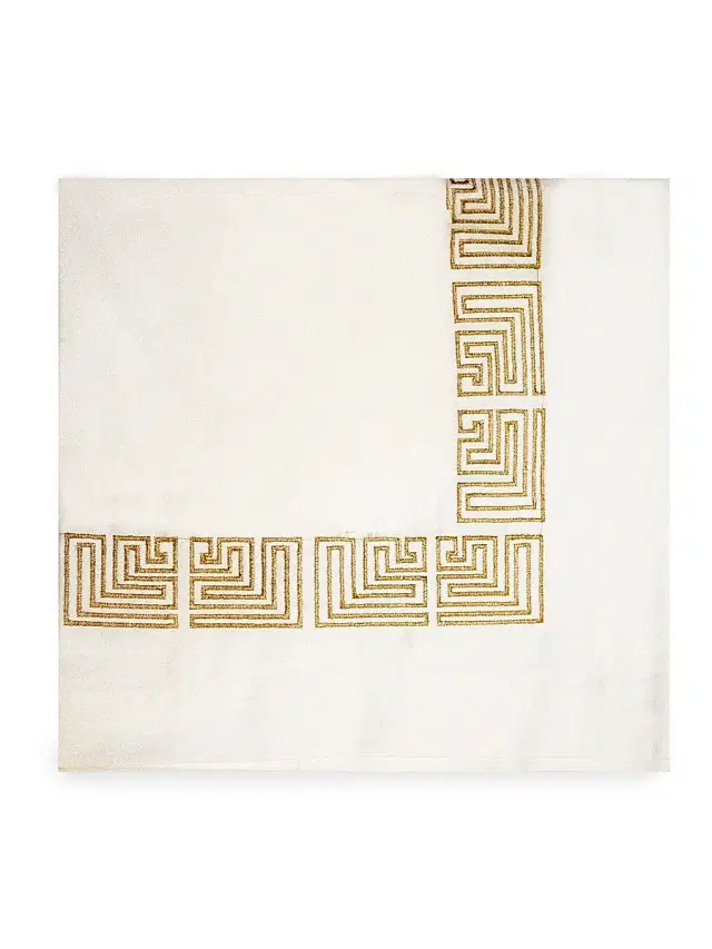 Art Deco Border Linen Napkin Set of 4 - Gold