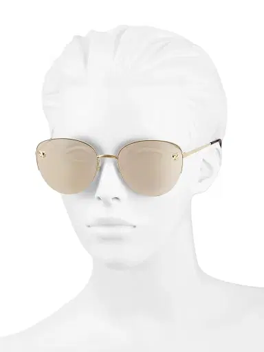 Cartier Women's Panthère De 59MM Mirrored Cat-Eye Sunglasses - Smooth Gold | Thumbnail 4 Cartier Women's Panthère De 59MM Mirrored Cat-Eye Sunglasses - Smooth Gold | Thumbnail 4