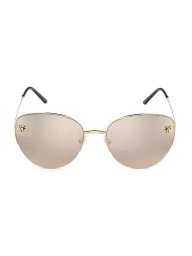Cartier Women's Panthère De 59MM Mirrored Cat-Eye Sunglasses - Smooth Gold | Thumbnail 1 Cartier Women's Panthère De 59MM Mirrored Cat-Eye Sunglasses - Smooth Gold | Thumbnail 1