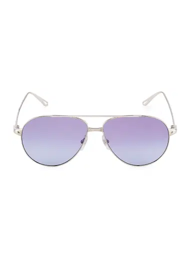 Cartier Women's Santos De 59MM Pilot Sunglasses - Smooth Silver | Thumbnail 2