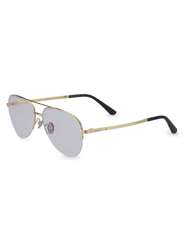 Cartier Men's Core Range 58MM Aviator Optical Glasses - Gold Transparent