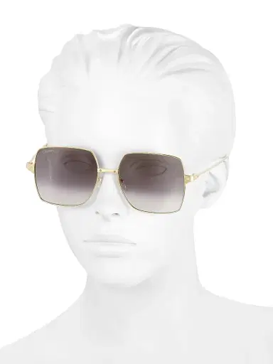 Cartier Women's Santos De 57MM Square Sunglasses - Smooth Gold | Thumbnail 4